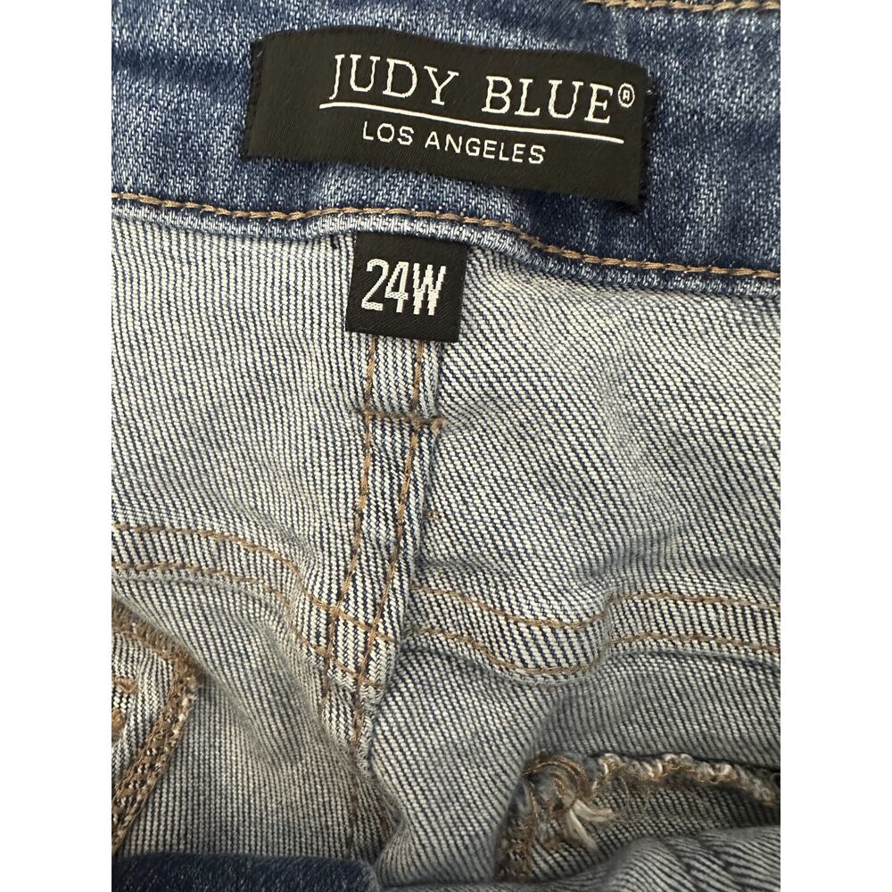 Judy Blue Macon Cargo Wide Leg Jeans High Rise Blue Denim Women's Plus Size 24W - Picture 7 of 16